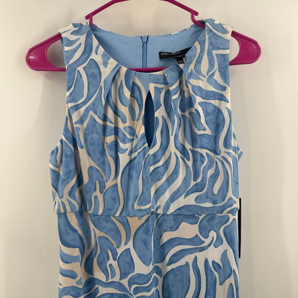 Maggy London Dress SZ 4 Maxi Blue Floral Sleeveless NWT Empire Waist Keyhole - Picture 12 of 16